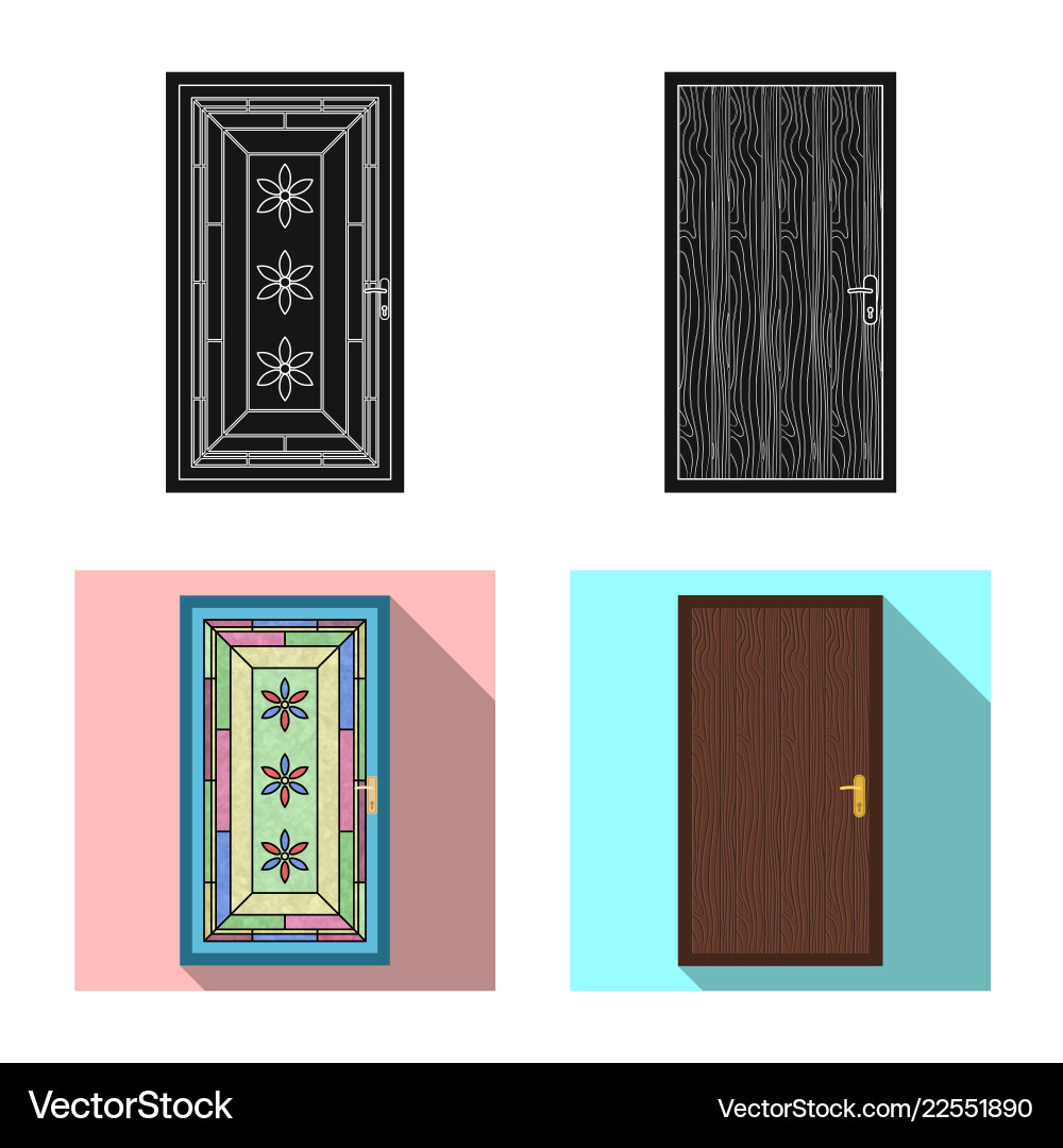 Isolated object of door and front sign set vector image
