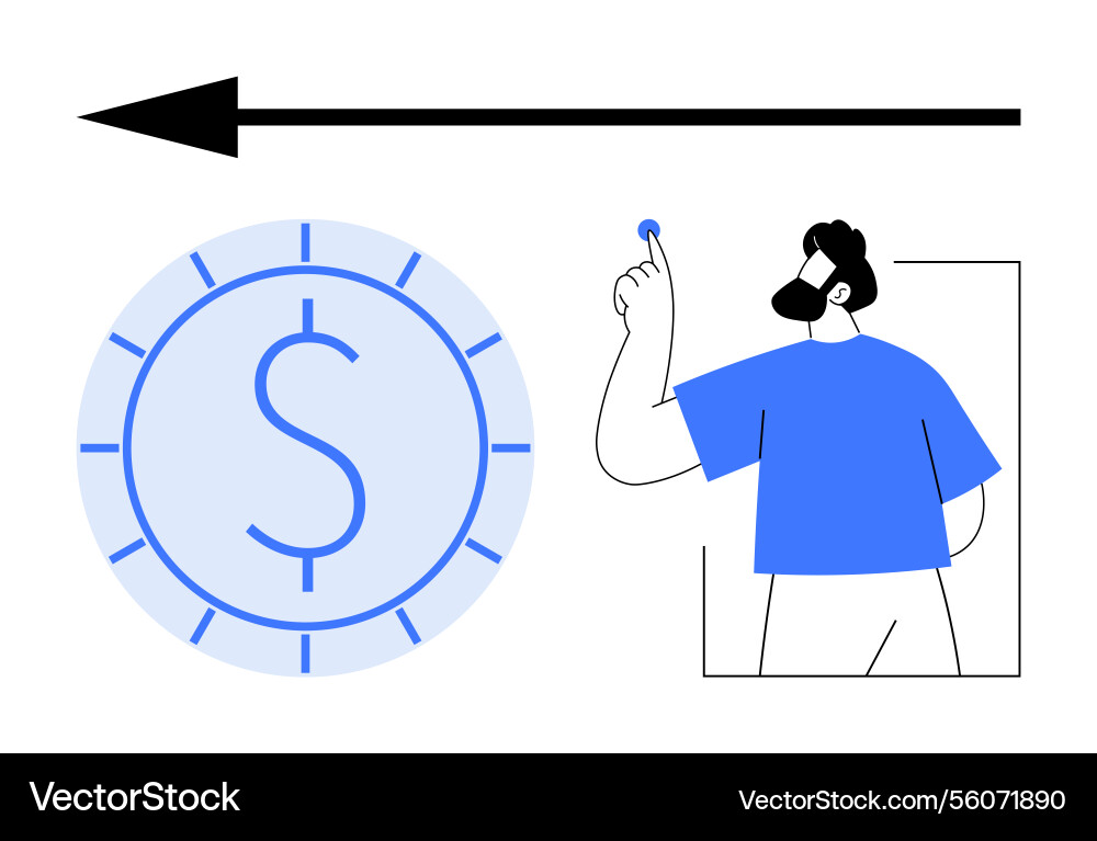 Man tossing coin with dollar symbol Man tossing coin with dollar symbol vector image