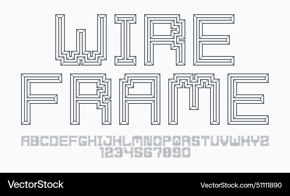 Minimal geometric cyberpunk font with facet Minimal geometric cyberpunk font with facet vector image