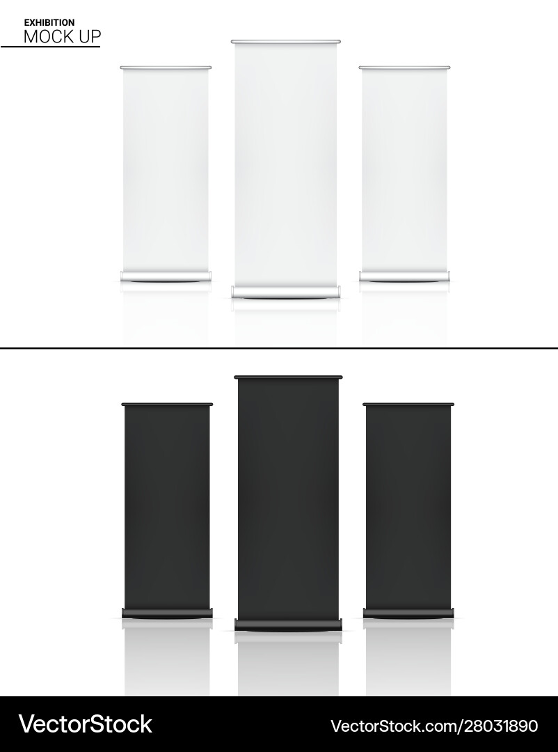 Mock up realistic roll banner kiosk display 3d Mock up realistic roll banner kiosk display 3d vector image