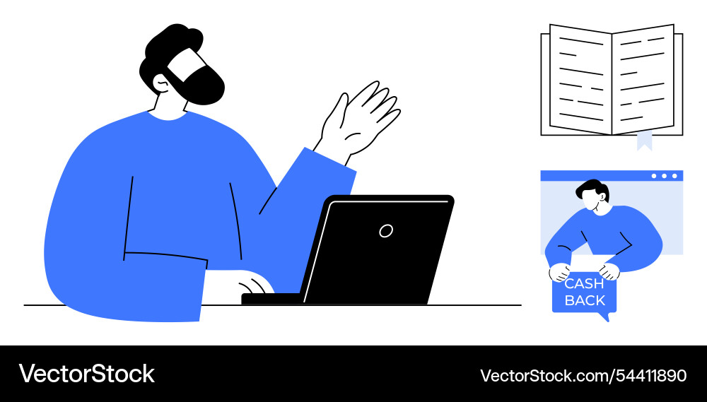 Online finance consultation scene with laptop Vector Image