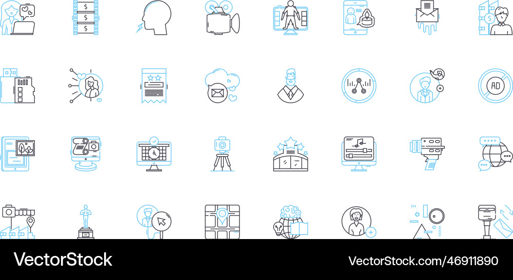 Print media linear icons set typography layout Print media linear icons set typography layout vector image