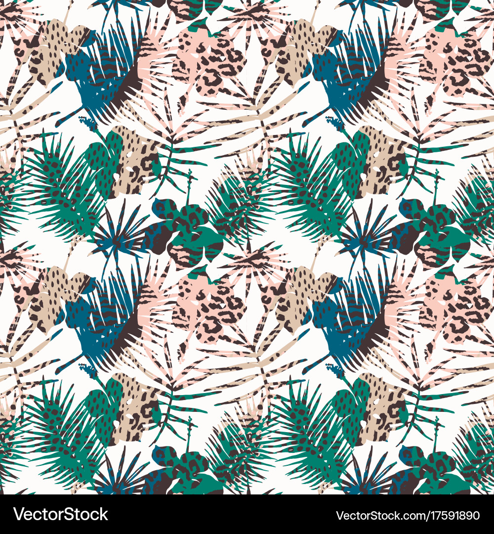 Seamless exotic pattern with tropical leaves Vector Image