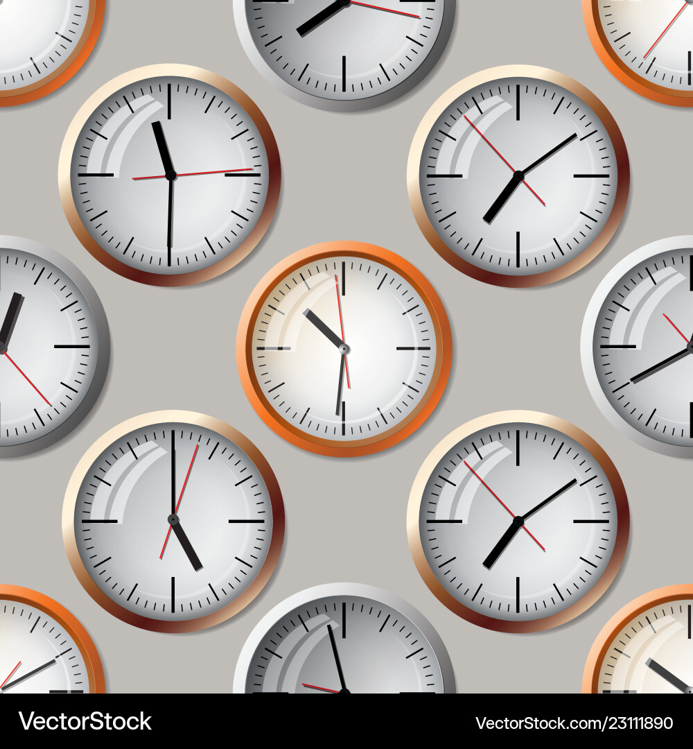 Seamless pattern composed of images hours vector image