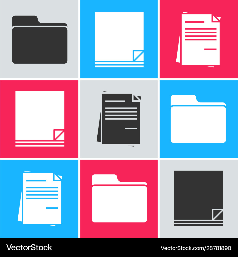 Set document folder file Set document folder file vector image