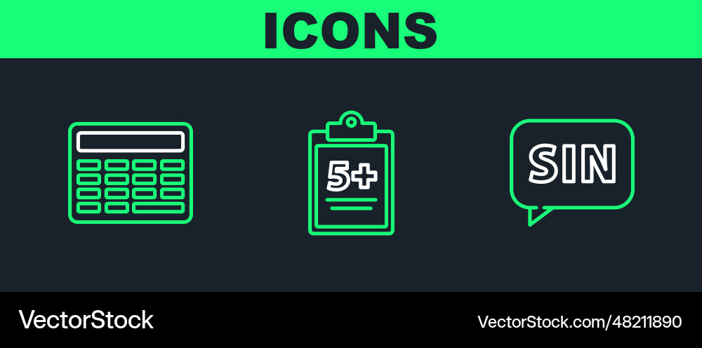 Set line mathematics function sine calculator Set line mathematics function sine calculator vector image