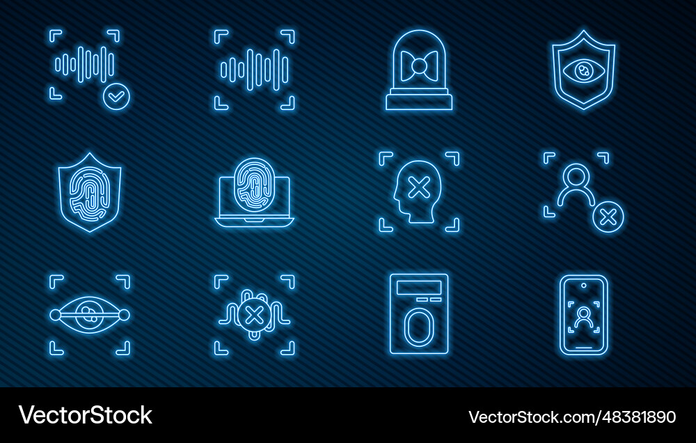 Set line mobile and face recognition rejection Set line mobile and face recognition rejection vector image