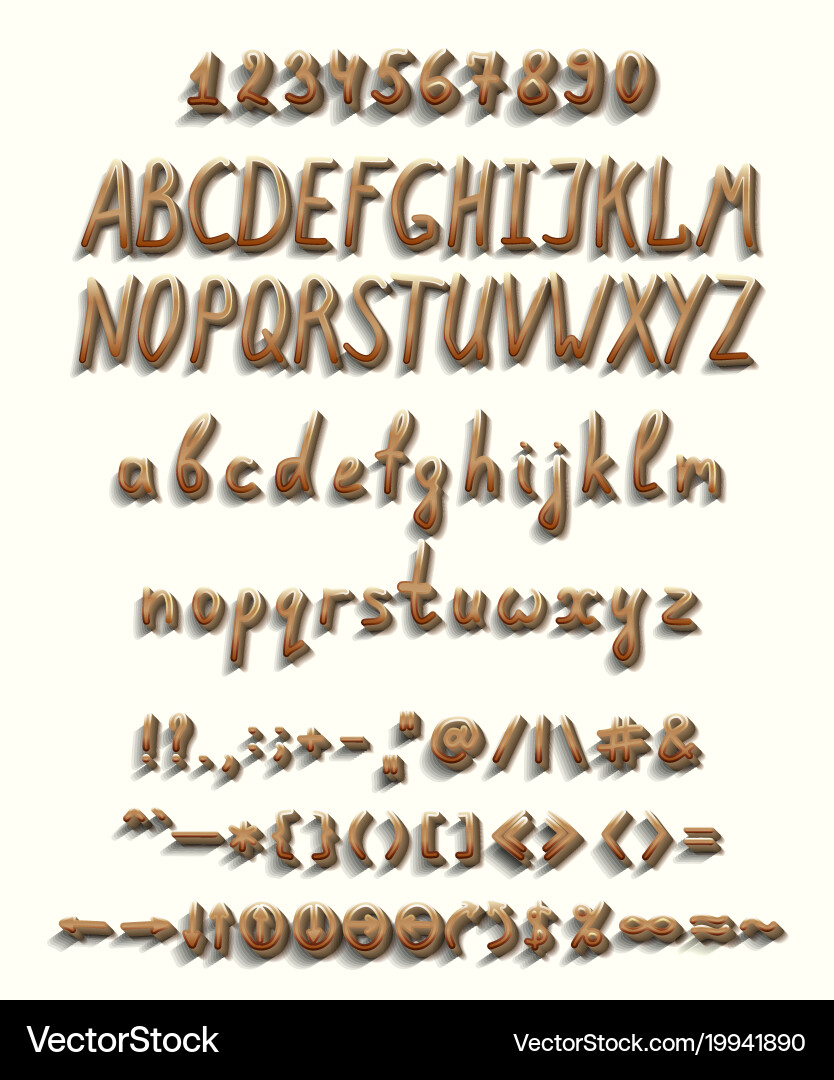Three dimensional font with a full set of elements Vector Image
