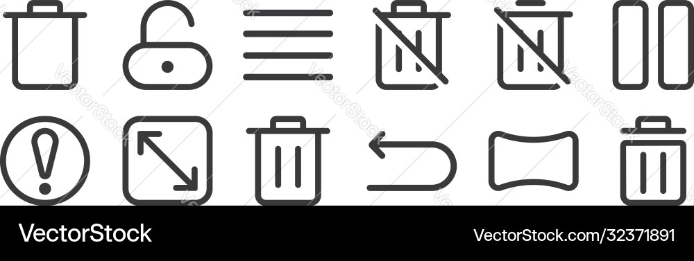 12 set linear interface icons thin outline 12 set linear interface icons thin outline vector image