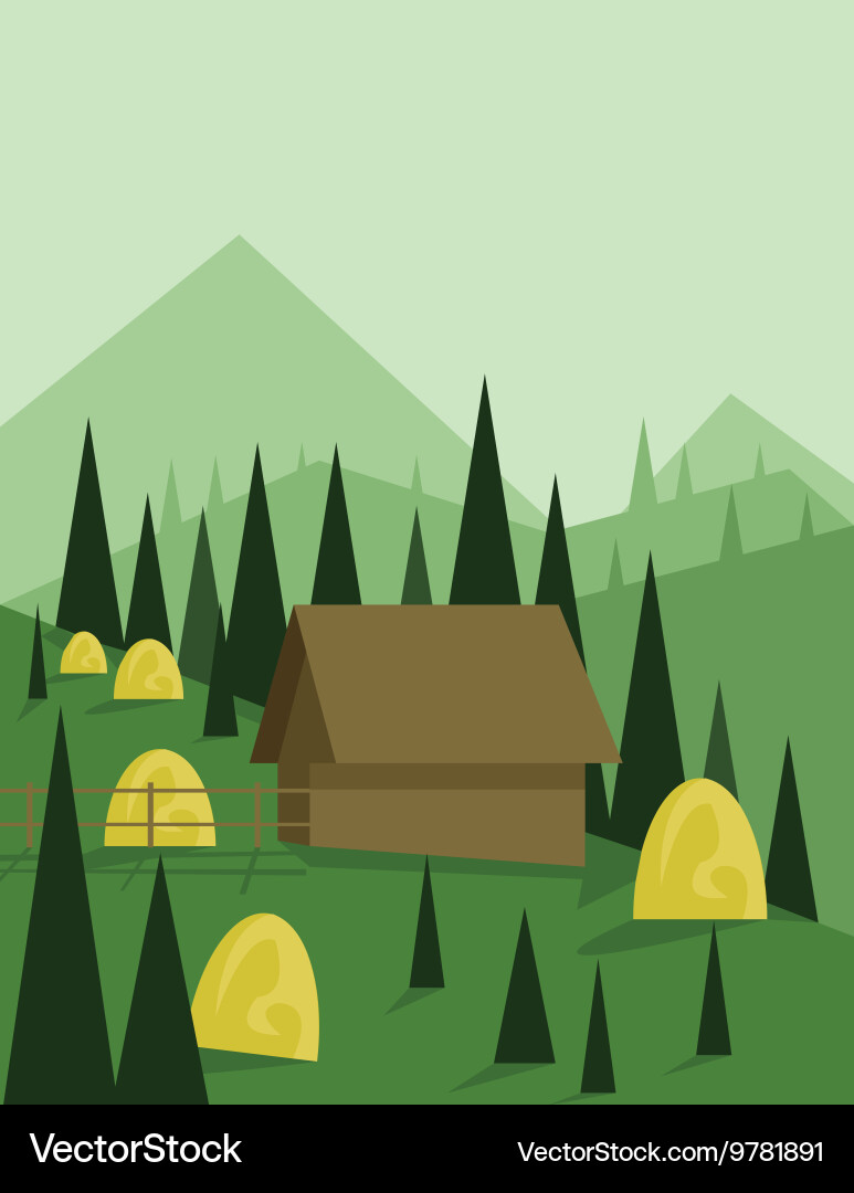 Abstract landscape design with green trees and hil vector image