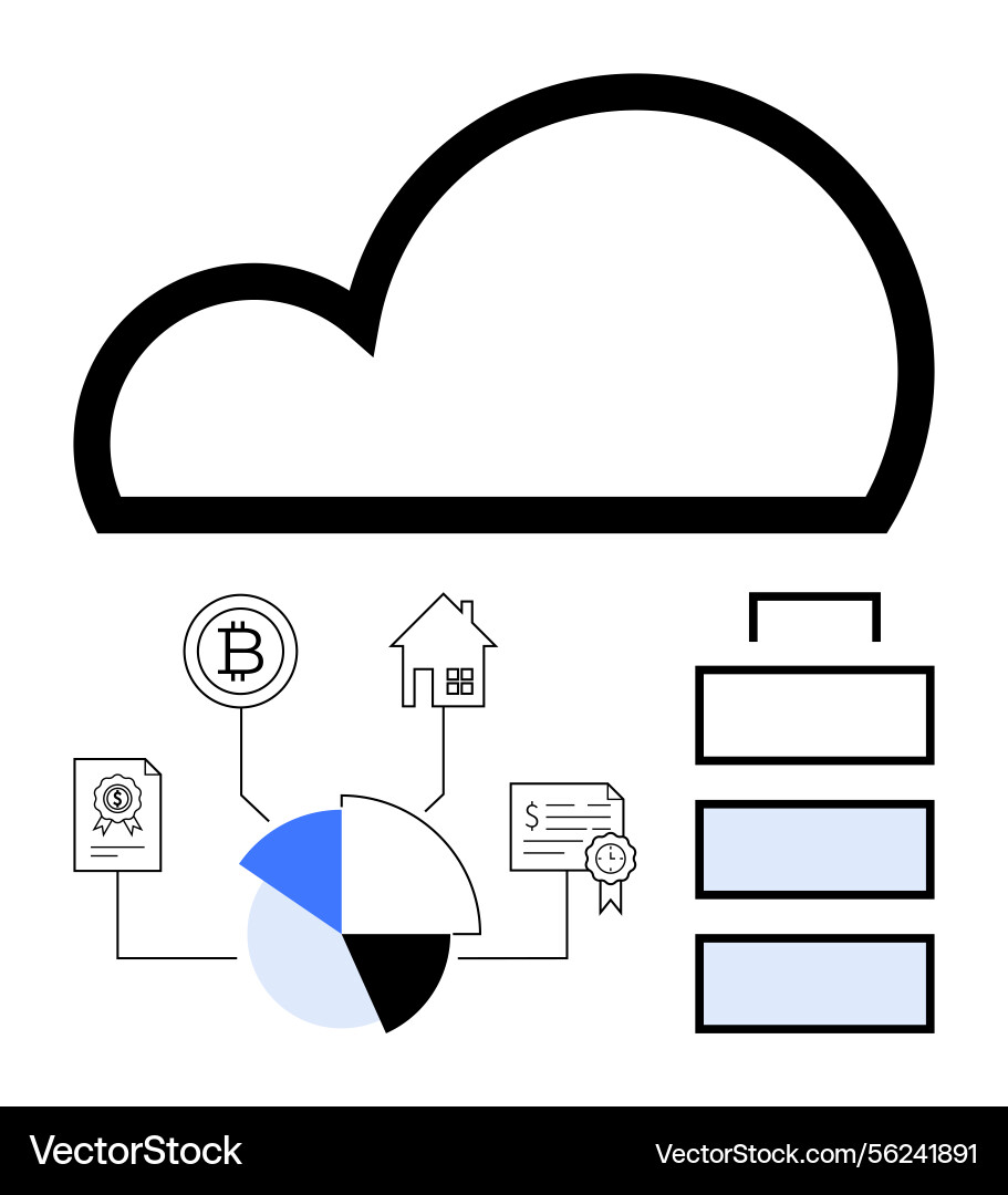 Cloud computing concept with data charts Cloud computing concept with data charts vector image