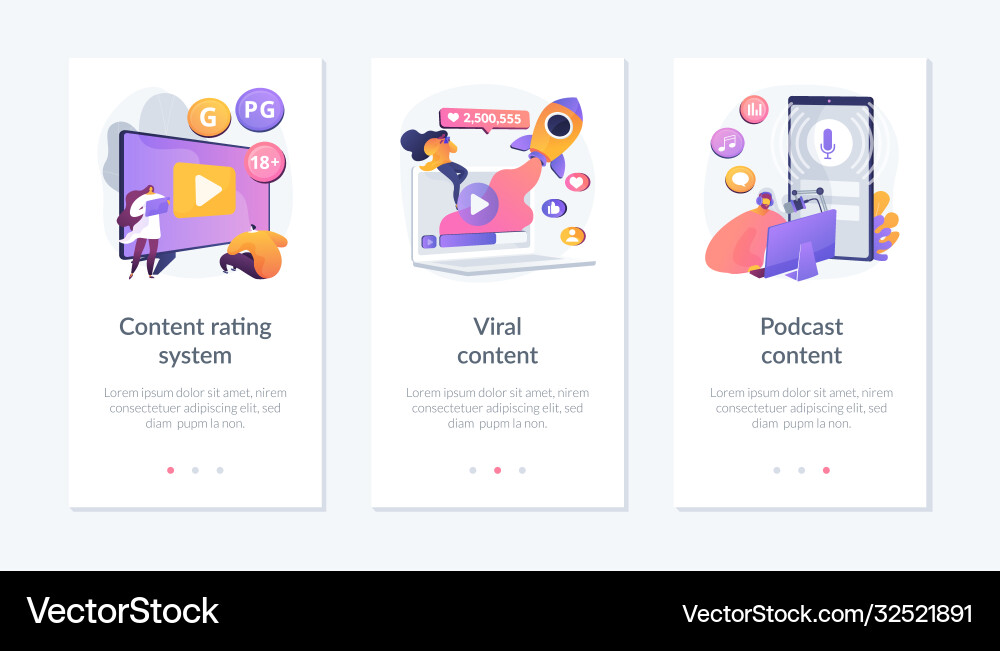 Content spreading app interface template Content spreading app interface template Vector Image