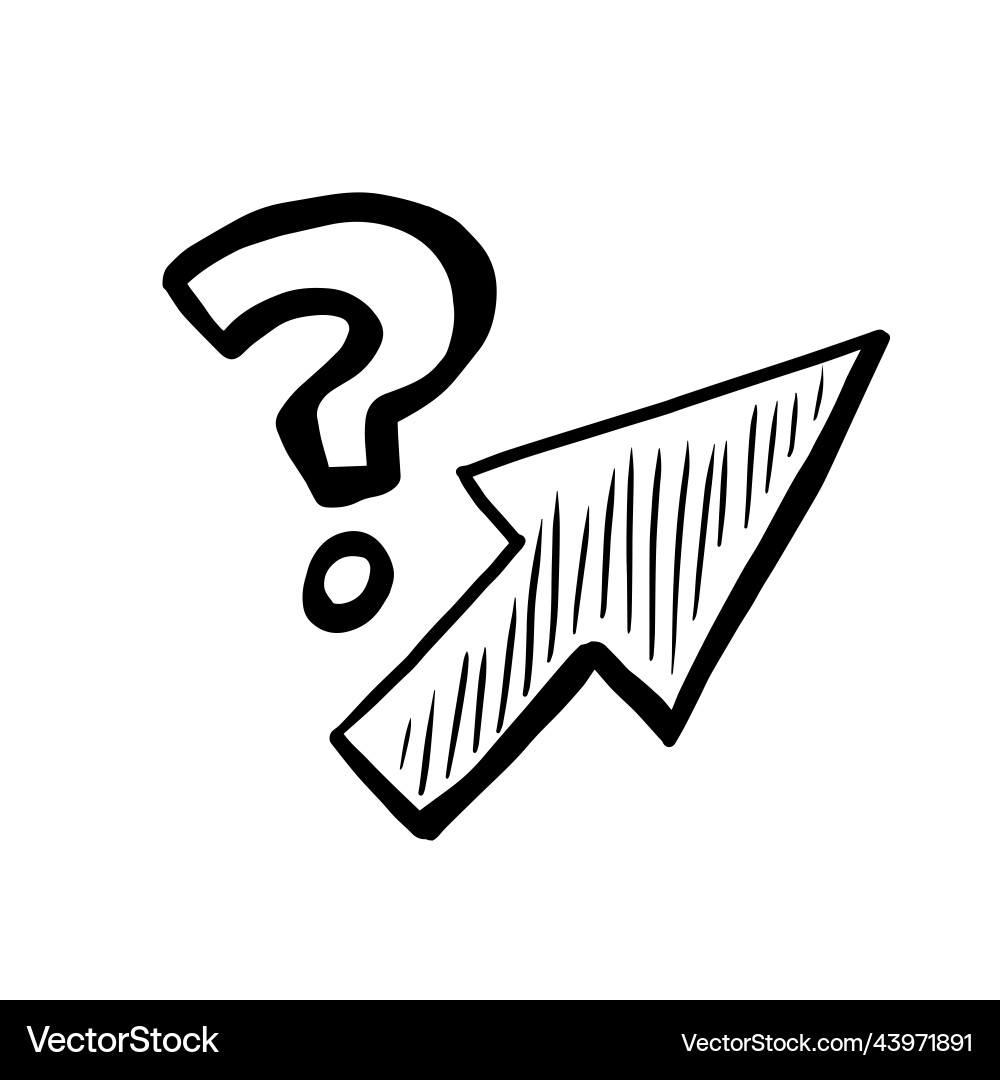 Cursor arrow with question mark sketch Cursor arrow with question mark sketch vector image