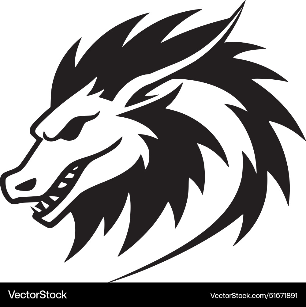 Dragon - black and white Royalty Free Vector Image