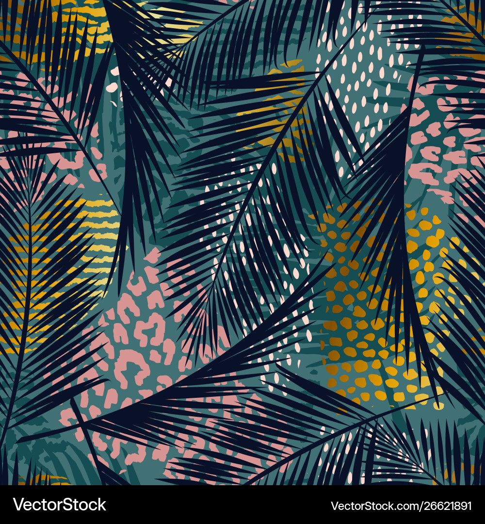 Exotic Palm Print Seamless Pattern vector image