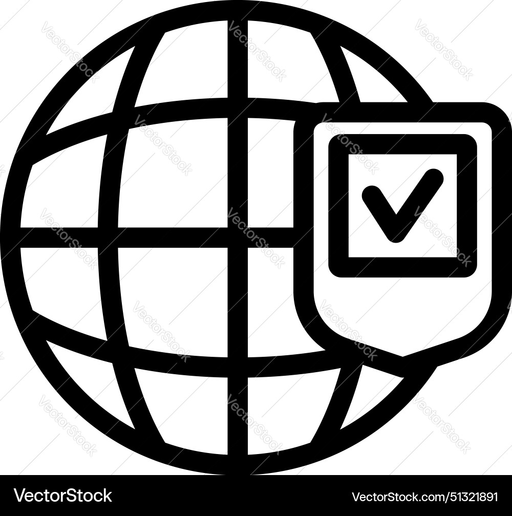 Globe with check mark icon Vector Image