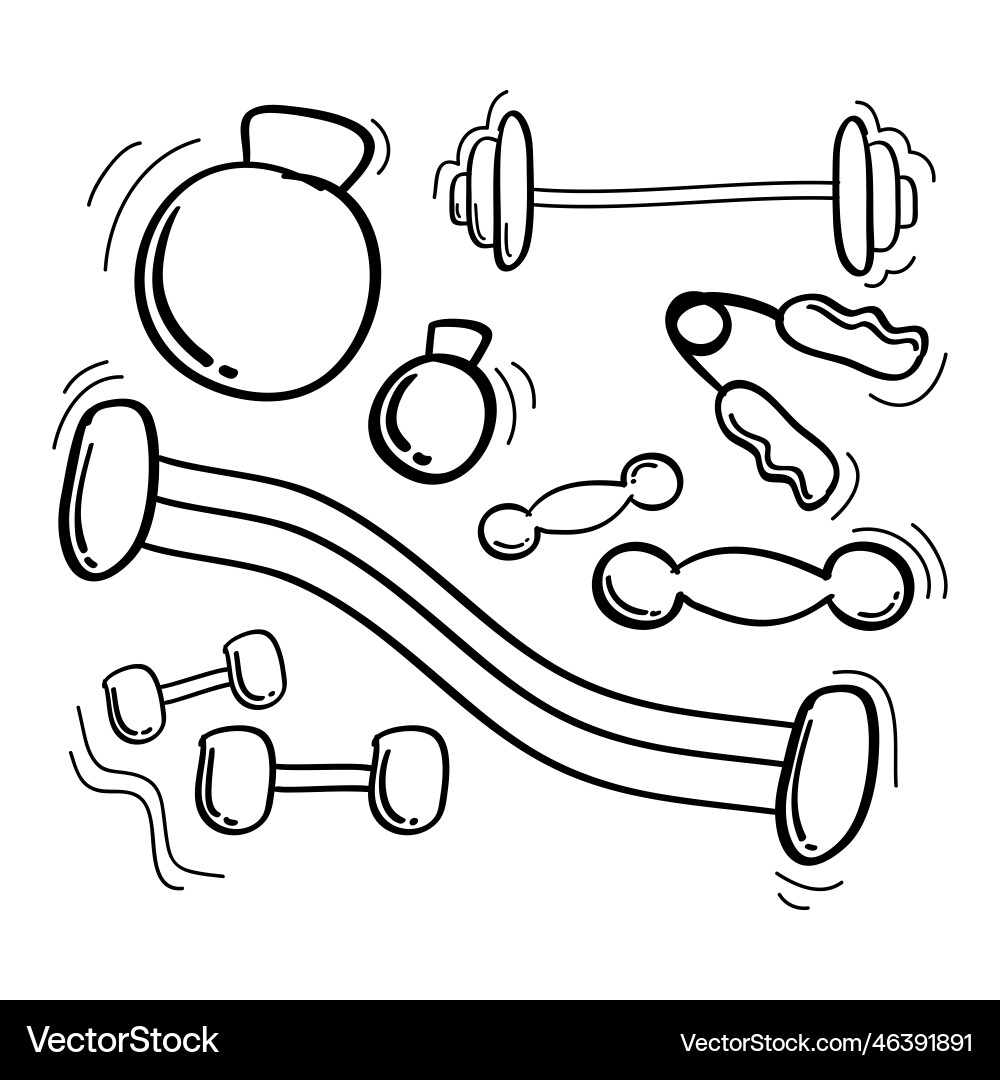 Hand gezogene Fitnessgeräte-Ikone Hand gezogene Fitnessgeräte-Ikone vektorbild