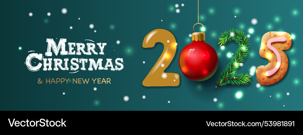 Happy new year 2025 numbers with holiday christmas Happy new year 2025 numbers with holiday christmas vector image