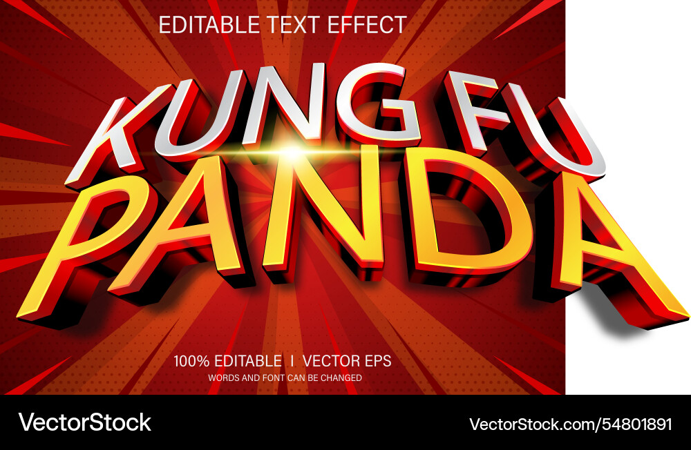 Kung fu panda text effect with modern style Kung fu panda text effect with modern style vector image