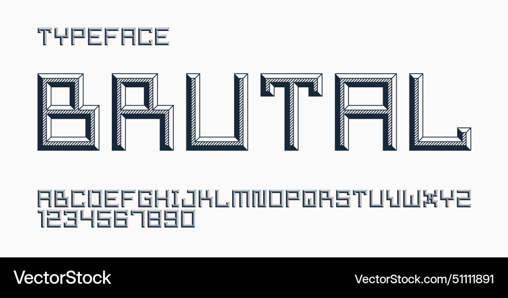 Minimal geometric cyberpunk font with facet Minimal geometric cyberpunk font with facet vector image