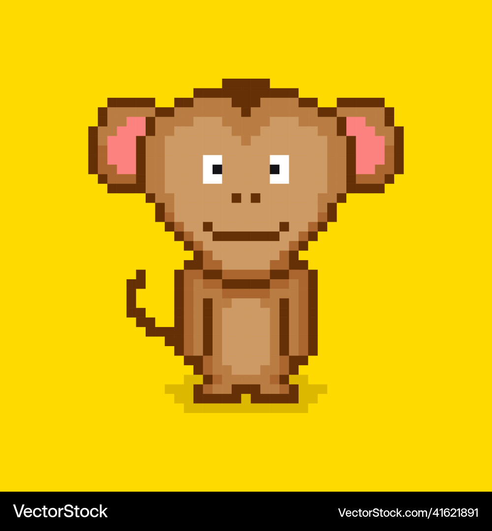 Monkey character in pixel art style vector image