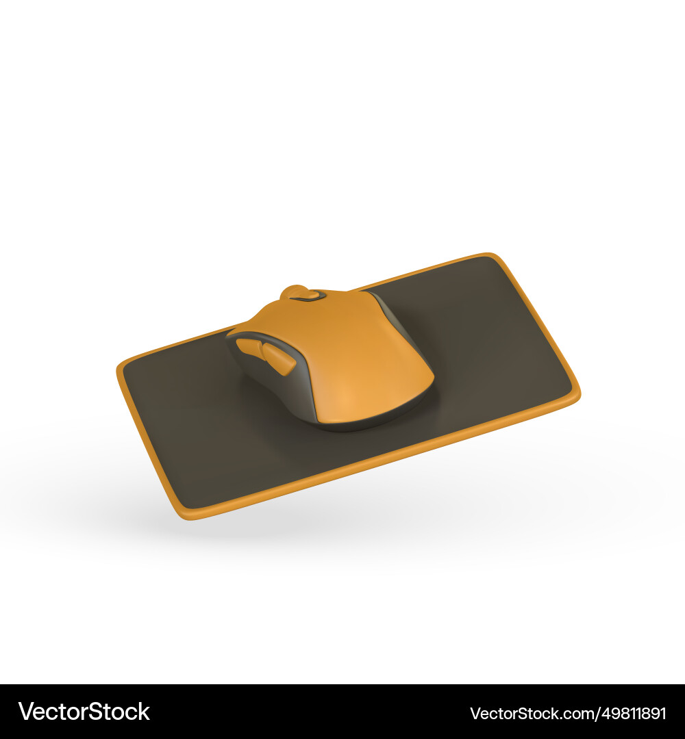 Realistic 3d computer wireless mouse on pad Vector Image