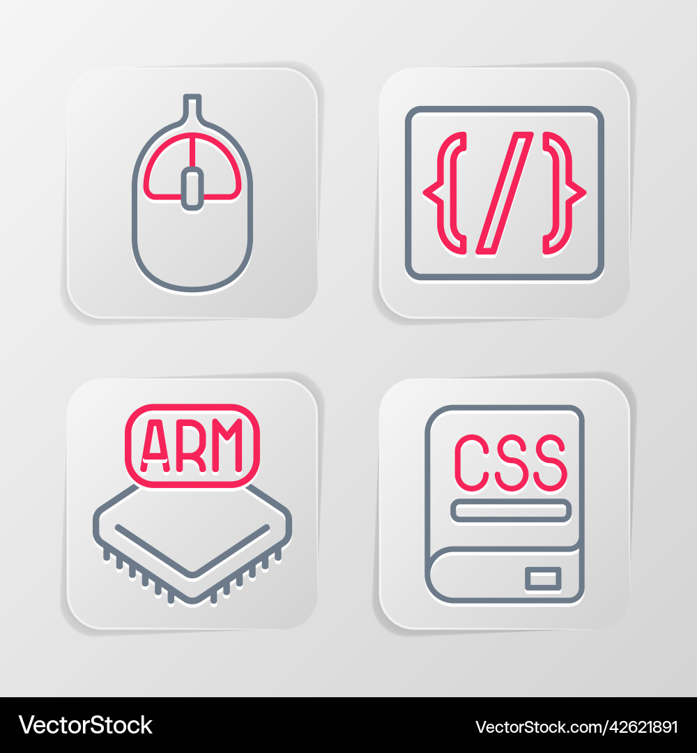 Set line books about programming processor Set line books about programming processor vector image