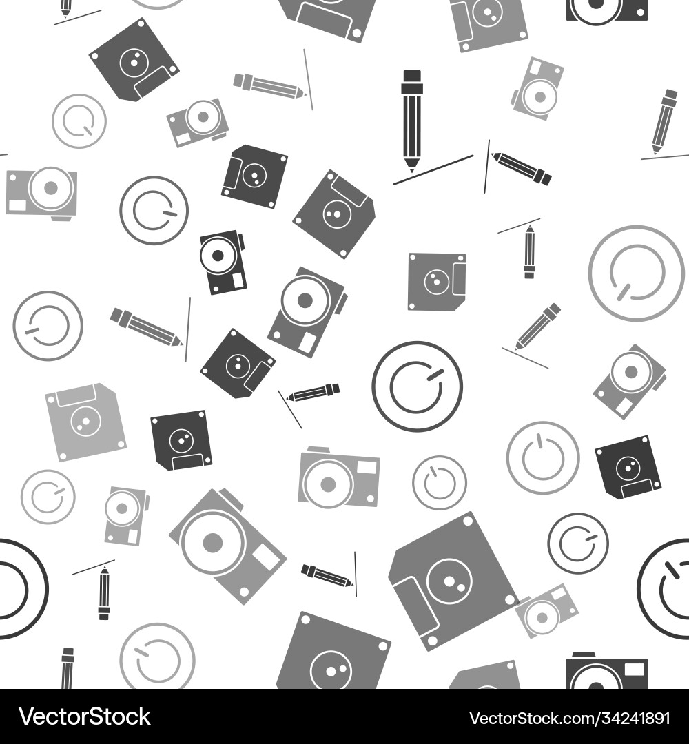 Set pencil with eraser floppy disk for computer vector image