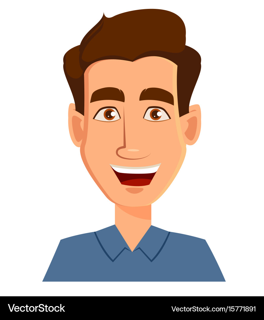 Smiling Man - Happy Face Expression Vector Image