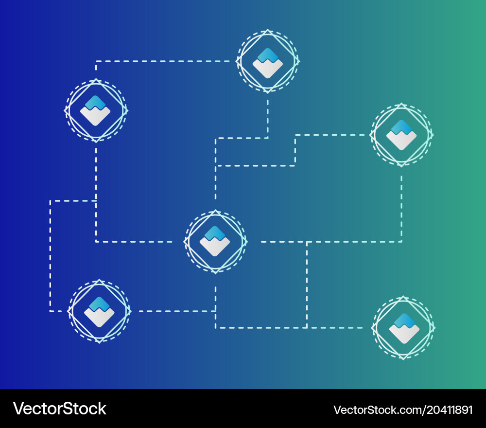 Waves blockchain digital virtual style background vector image