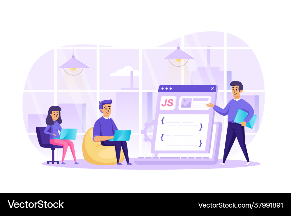 Web development at office scene developers Web development at office scene developers vector image