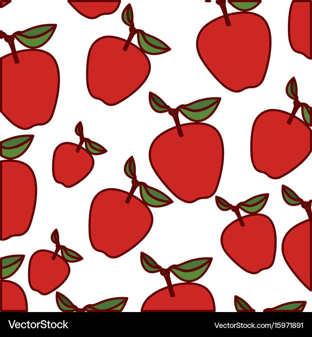 White background with pattern of apples fruits Vector Image