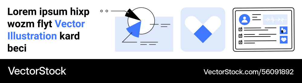 Abstract data chart heart icon and user profile Vector Image