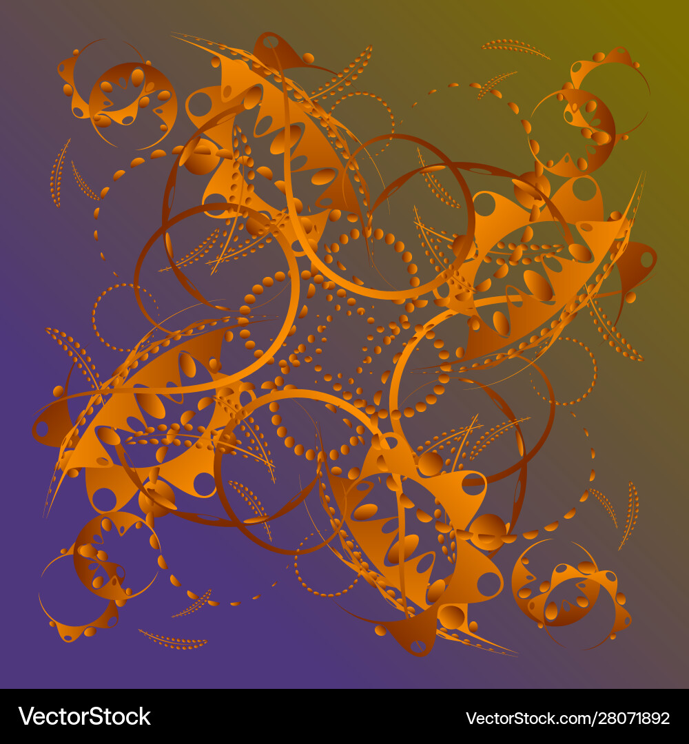 Abstract pattern azure curls and orange stems Vector Image