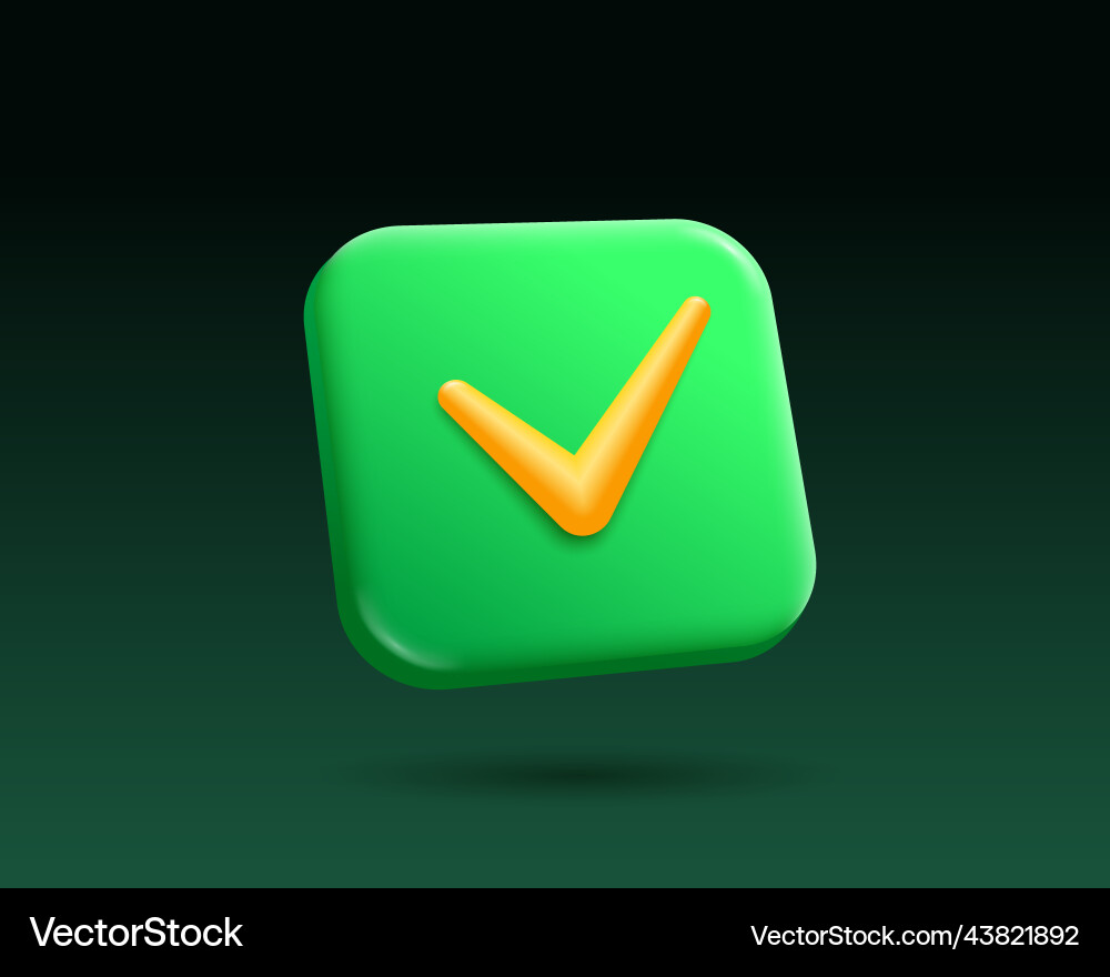 Accept tick check mark 3d render button Accept tick check mark 3d render button vector image