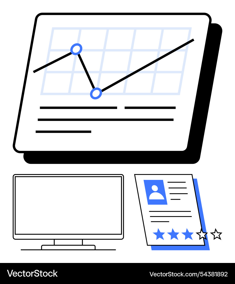 Analysis graph with rising trend computer monitor Analysis graph with rising trend computer monitor vector image