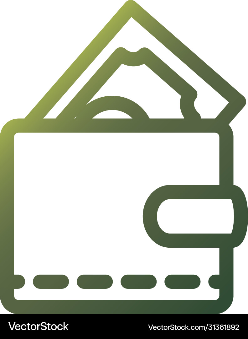 Bill inside wallet gradient style icon vector image