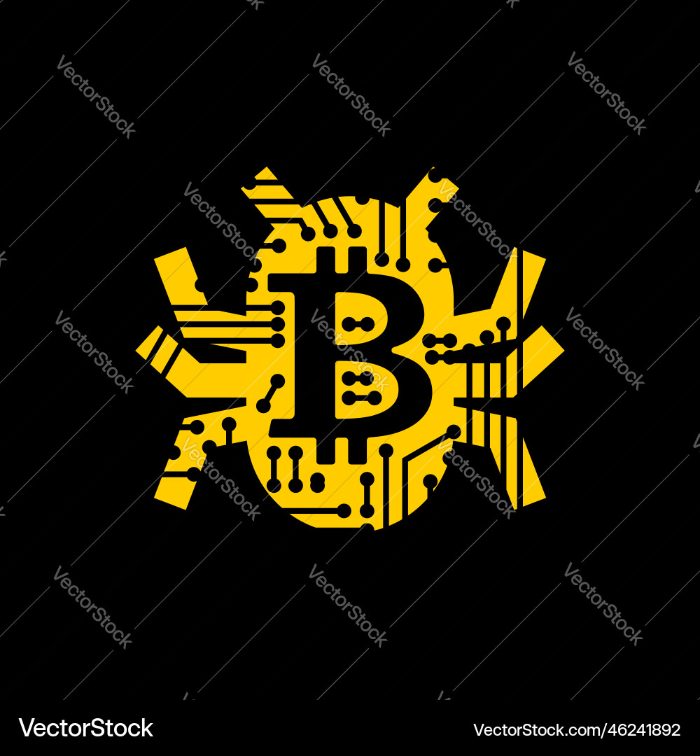 Bitcoin virus bug digital currency computer Bitcoin virus bug digital currency computer vector image