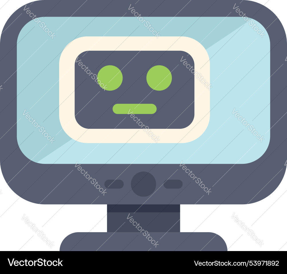 Computer monitor displaying robot face Computer monitor displaying robot face vector image