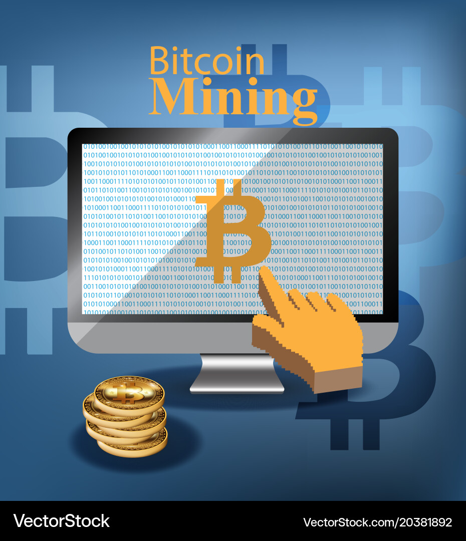 Digital bitcoin mining monitor screen Vector Image