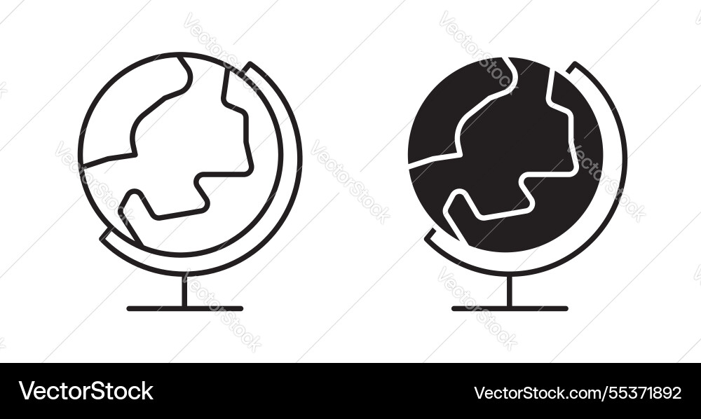 Globe icon set in thin line for web Vector Image