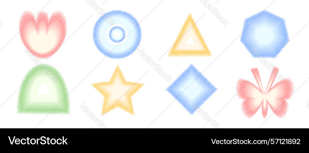 Grain color noise gradient geometric shape set Grain color noise gradient geometric shape set vector image