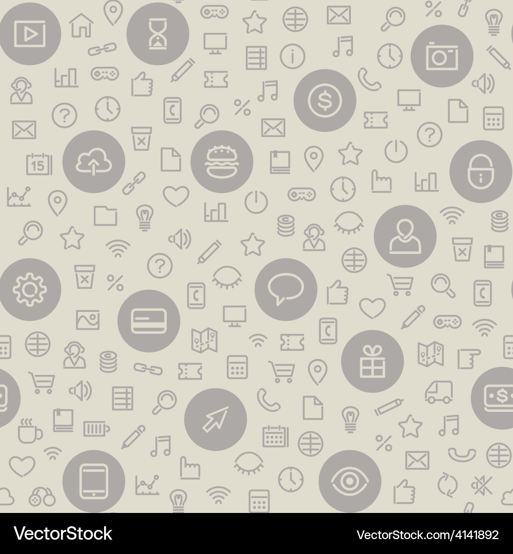 Light seamless pattern with universal icons vector image