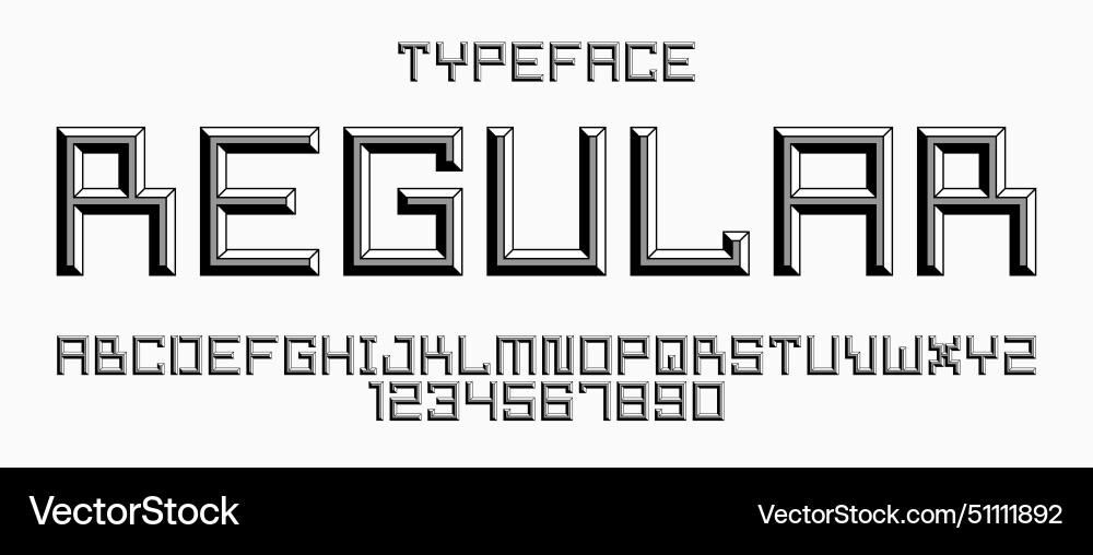 Minimal geometric cyberpunk font with facet vector image
