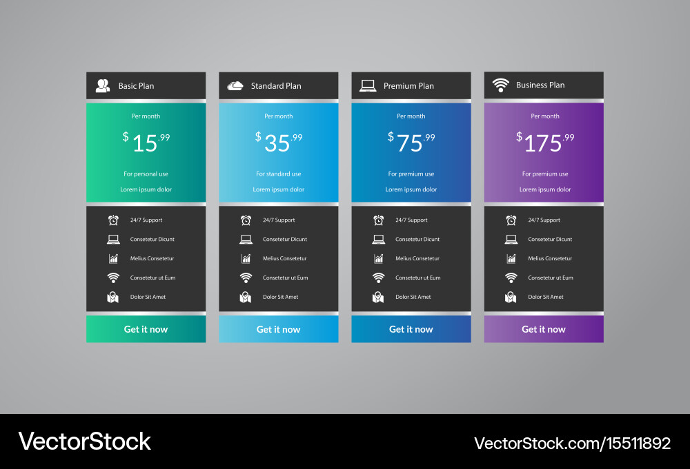 Modern Pricing Table Template vector image