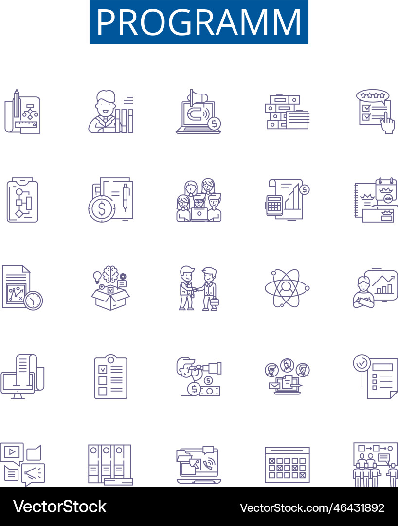 Programm line icons signs set design collection Programm line icons signs set design collection vector image