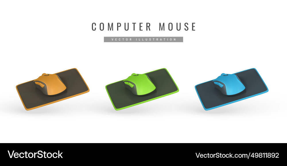 Realistic 3d computer wireless mouse on pad Realistic 3d computer wireless mouse on pad vector image