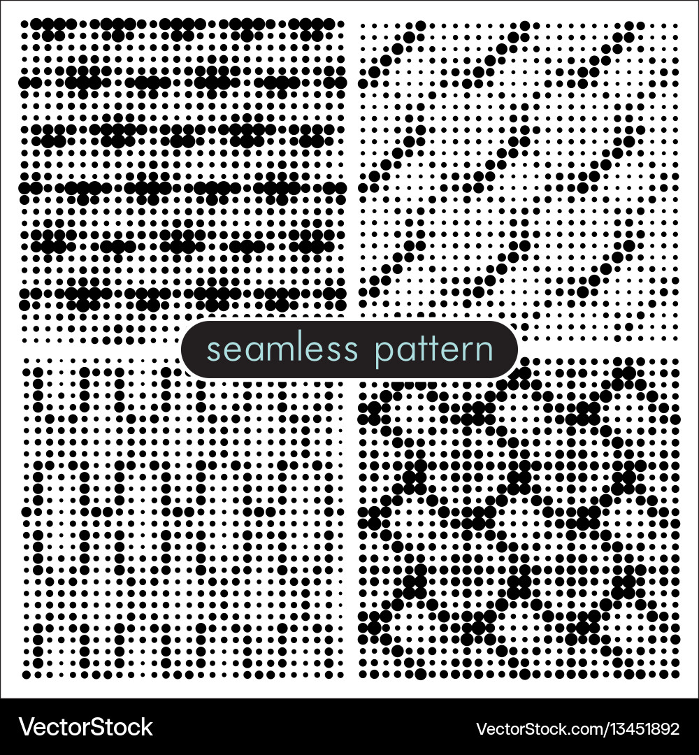 Seamless patterns with halftone dots 5 Vector Image