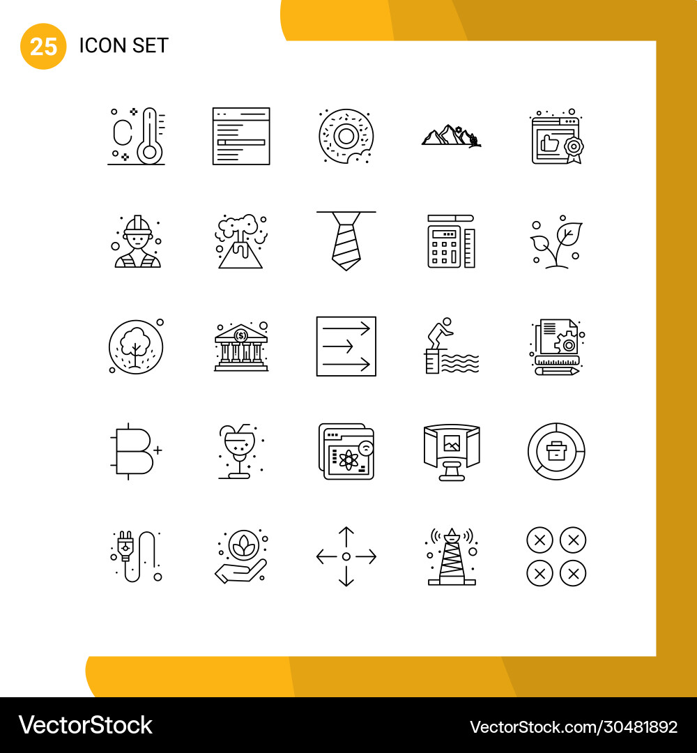 User interface pack 25 basic lines Vector Image