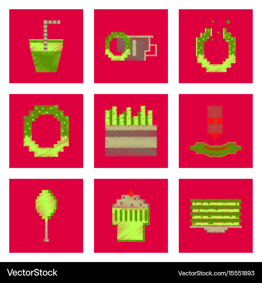 Assembly of flat shading style pixel icon fast Vector Image